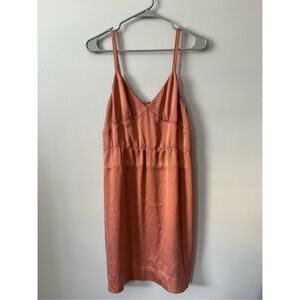 J. Crew 10 Womens Silk Orange Tank Slip Dress Zip Back Mini Dress